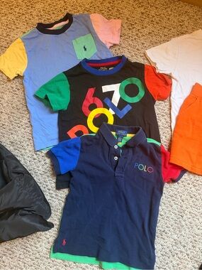 Polo by Ralph Lauren Navy Polo with Multicolor Trim & tshirts bundle